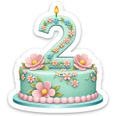 make a floral pastel cake that is aesthetic with the number 2 and 0 on it sticker