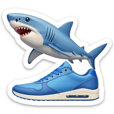 Un tiburon con tenis azules sticker