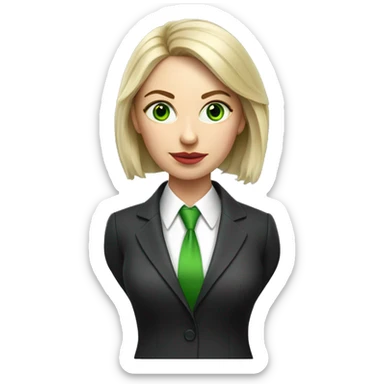 Russian woman with green eyes full length in suit photorealistic serious sticker