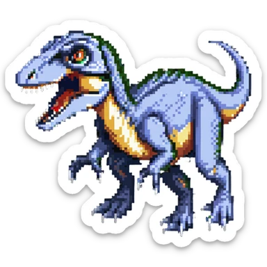 A fierce velociraptor dinosaur with sharp teeth and claws sticker