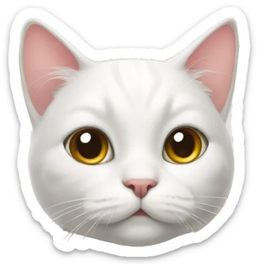 White cat with bow on its right ear sticker