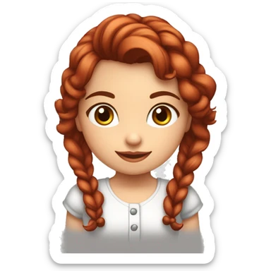 Menina ruiva, cabelo liso, olhos castanhos, com avental vermelho e um geladinho na mão sticker