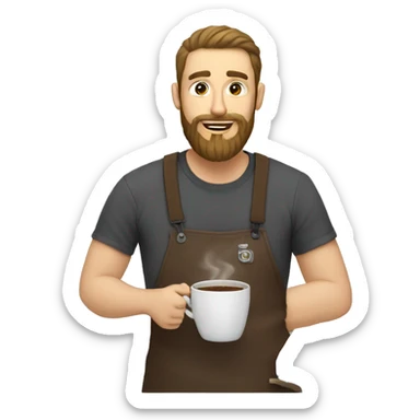 White Guy with beard making coffee sticker