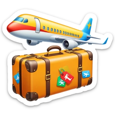 Tour sale with suitcase, airplane and discount tag sticker