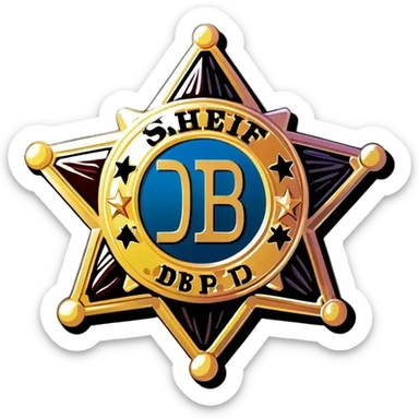 A sheriff badge that says DB sticker