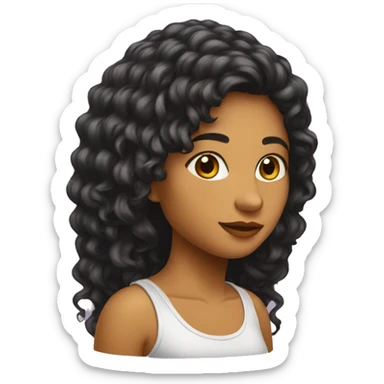 Ado fille métisse cheveux long debout et boucle sticker