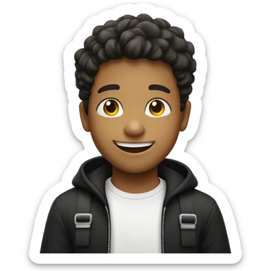 smiling boy with braces in black shirt sticker