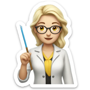 A Ukrainian female teacher holds a magic wand in her hand sticker