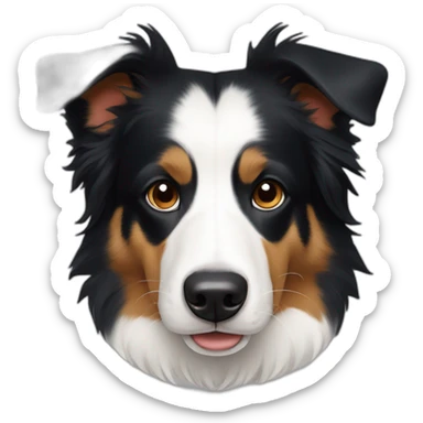 tricolor split-face border-collie sticker