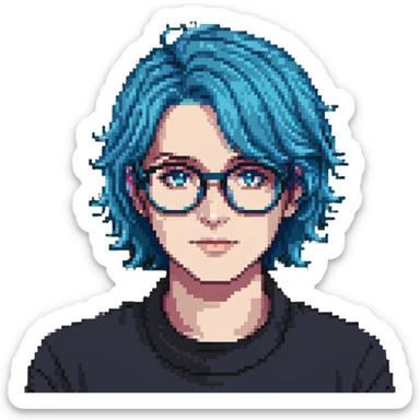 Michou, French YouTuber with blue hair and glasses sticker