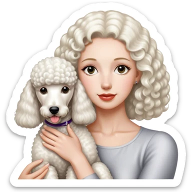 White Standard Poodle and Women sticker