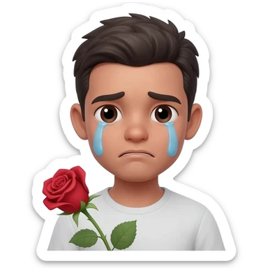 Crying + hand rose sticker