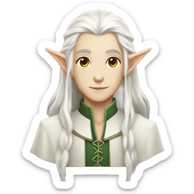 elf magus young white long hair sticker
