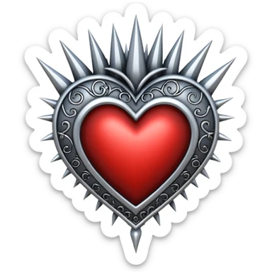 gothic heart with silver spikes sticker