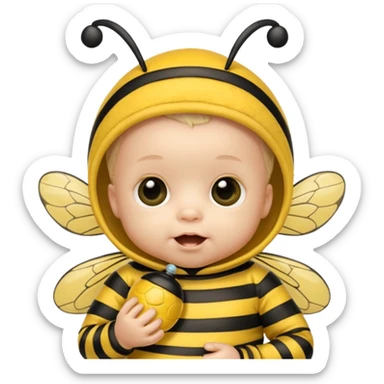 baby boy with pacifier dressed as a bee sticker