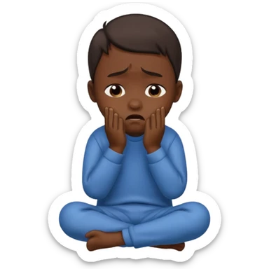 Dark Skin child boy crying full body sticker