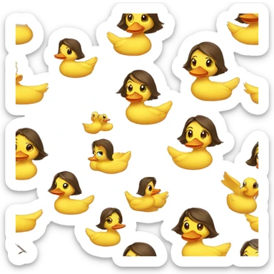 Brunette girl dressed as a duck sticker