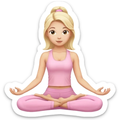 blonde yoga girl light pink clothes n sticker