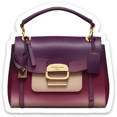 Realistic isolated dark plum to dark wine color ombre Michael Kors satchel purse.  sticker