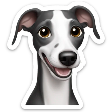 a smiling black and white italian greyhound sticker