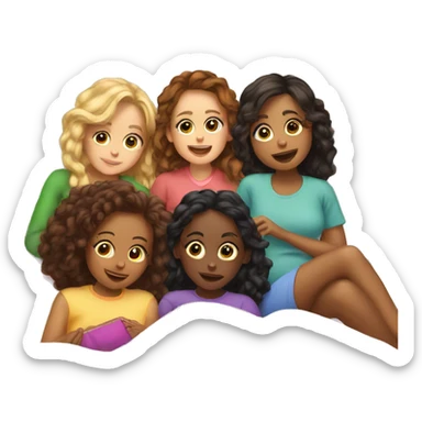 4 girls having a sleepover during Christmas  sticker