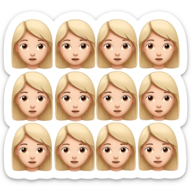 Pencil sketch sheet of a teenage girl's head, 10 different facial expressions, minimal line art, hand-drawn style, isolated on white background, sketchy aesthetic. sticker