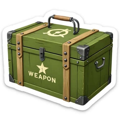 green military wooden box with with an inscription weapon sticker