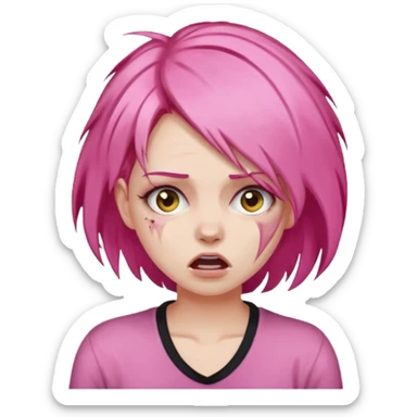 Manic laughter ripping hair out female pink sticker