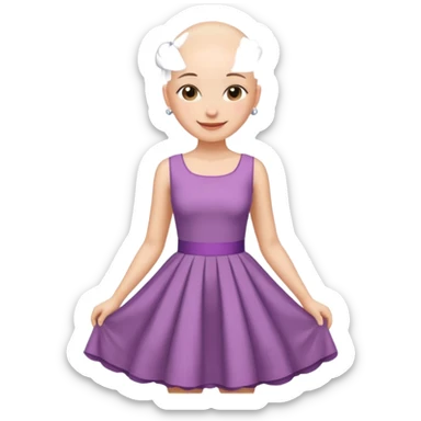 create pretty girl with bald head with pretty dress shot is waist close sticker