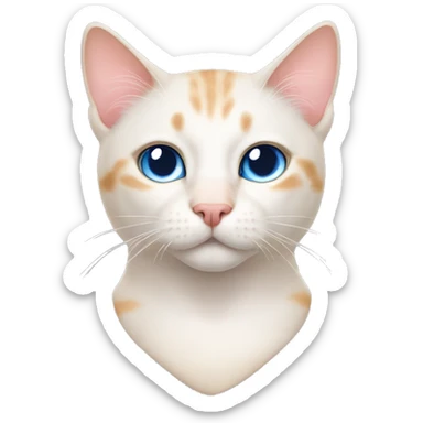 a flame point male cat with blue eyes and pink nose, and little black flecks on his nose  sticker