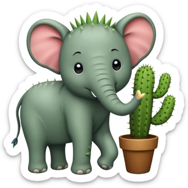 elephant and cactus sticker