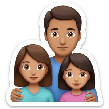 family dad with brown hair, mom with brown hair, little girl with tan skin and black hair sticker