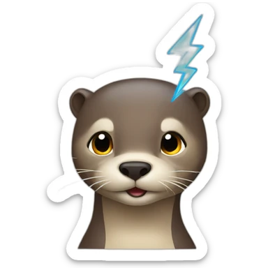 otter with lightning on head sticker