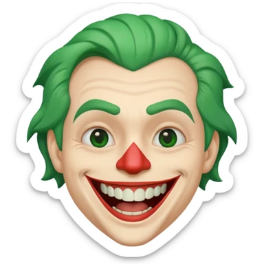 Joker face with big smile and only one tooth sticker