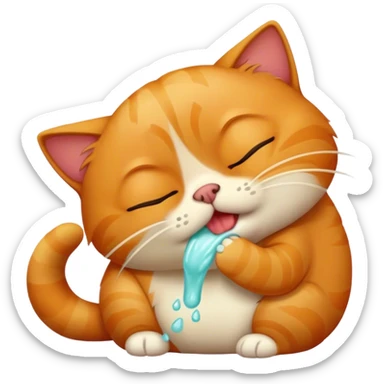 ginger cat vomits sticker