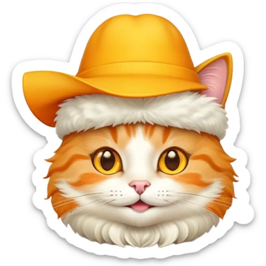 Cheese cat wearing a yellow hat sticker