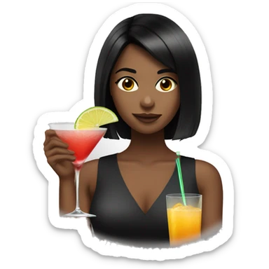 black haired girl with a cocktail sticker