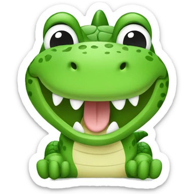 Cute crocodile making peace with hand sticker