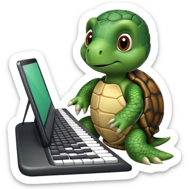 Turtle typing on a keyboard  sticker