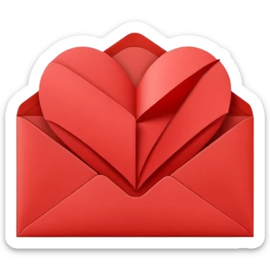 a paper with a heart in an envelope sticker