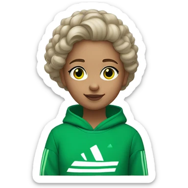 Girl with wawy hair, green eyes, light skin in adidas sweatshirt  sticker