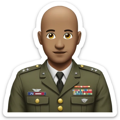 Bald military man with bg chin without mustache sticker