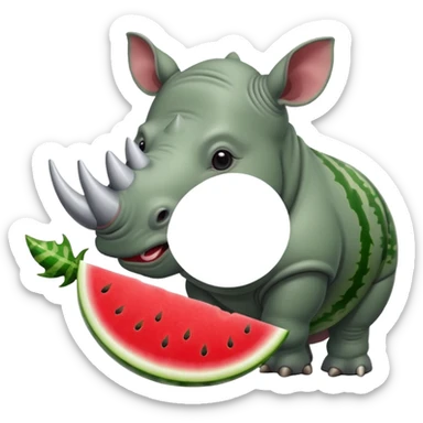 rhino eating watermelon sticker