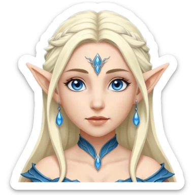 ESO female water elf warrior with lashes and earrings sticker