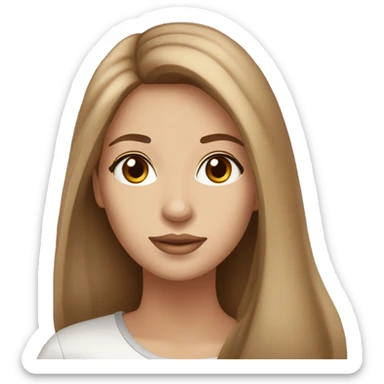 beautiful woman, straight long light brown hair, brown eyes With Maltese dog sticker