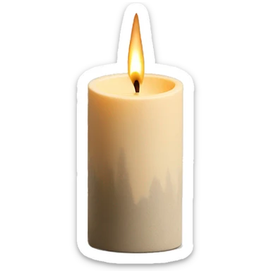 Candle in beige concrete vessel with painted pine trees sticker
