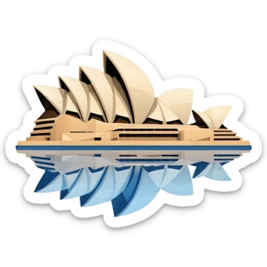Sydney Opera House with blue sky and water reflections sticker