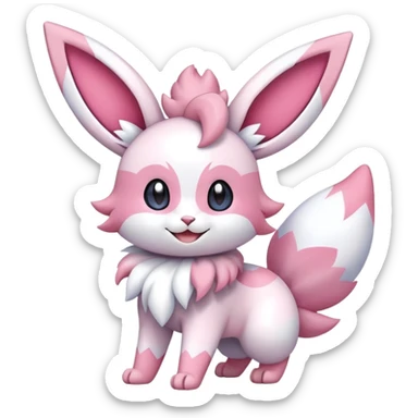 Sylveon-Skitty-Fakémon-hybrid-creature (full body)  sticker