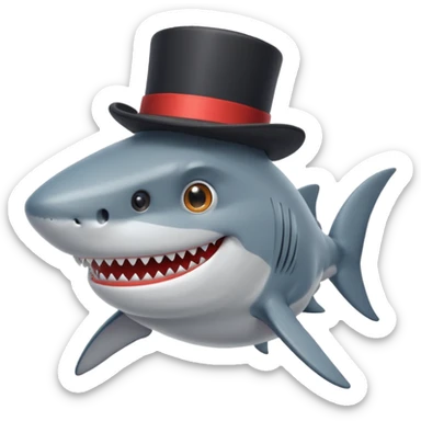Shark with a top hat and mustache  sticker