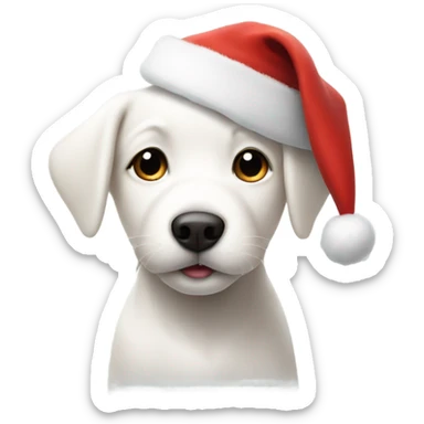 White puppy with Santa hat sticker